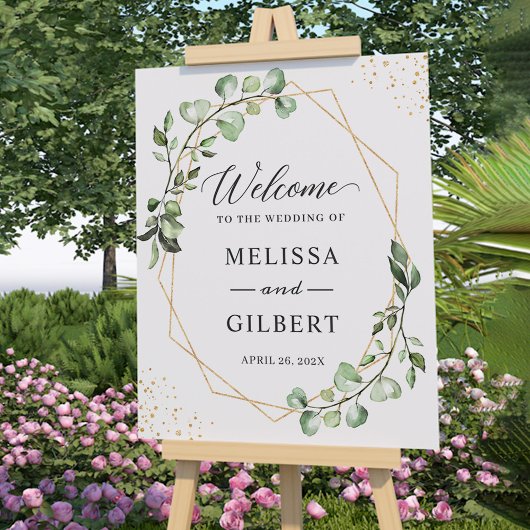 Greenery Eucalyptus Geometric Wedding Welkomstteke Poster