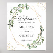 Greenery Eucalyptus Geometric Wedding Welkomstteke Poster (Voorkant)