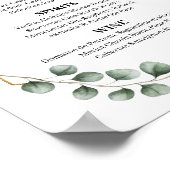 Greenery Eucalyptus Glitter Wedding Bar Menu Sign Poster (Hoek)