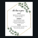 Greenery Eucalyptus Glitter Wedding Bar Menu Sign Poster<br><div class="desc">Greenery Eucalyptus Glitter Lijst Calligrapy Wedding Bar Menu Sign</div>