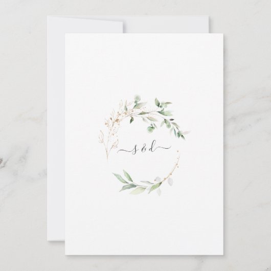 Greenery Eucalyptus Gold Calligraphy Wedding Kaart (Achterkant)