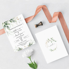 Greenery Eucalyptus Gold Calligraphy Wedding Kaart