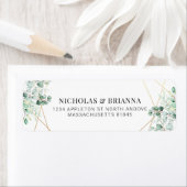 Greenery Eucalyptus Gold Elegant Return Address Etiket (Insitu)