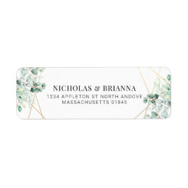 Greenery Eucalyptus Gold Elegant Return Address Etiket