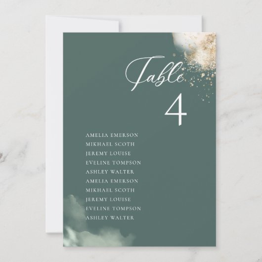 Greenery Eucalyptus Gold Foil Table Seating Kaart (Voorkant)