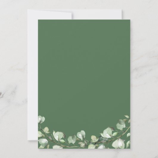 Greenery Eucalyptus Gold Geometric Lijst Wedding Kaart (Achterkant)