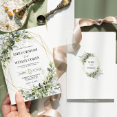 Greenery Eucalyptus Gold Geometric Wedding Kaart