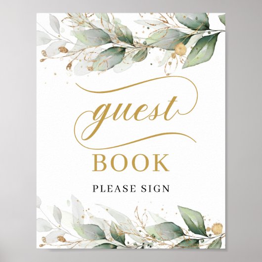 Greenery eucalyptus Gold laat gastenboek Poster (Voorkant)