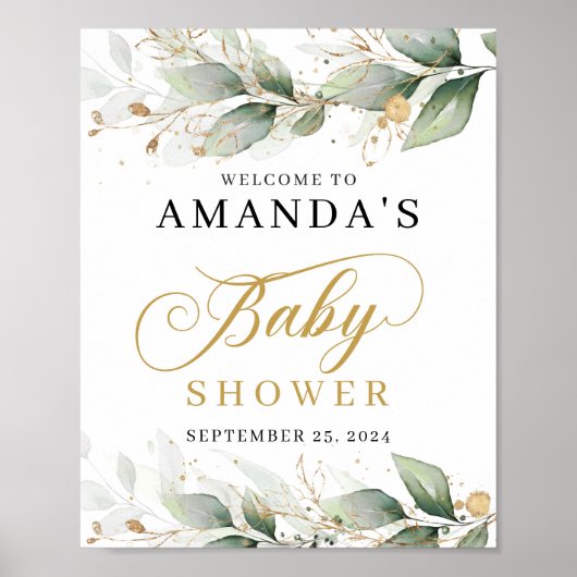 Greenery eucalyptus Gold laat welkomstteken Poster (Voorkant)