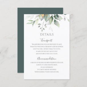Greenery Eucalyptus Gold Leaves Elegant Wedding Informatiekaartje