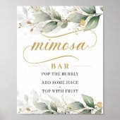 Greenery eucalyptus gold leaves mimosa bar sign poster (Voorkant)