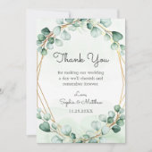 Greenery Eucalyptus Gold Lijst Geometric Wedding Bedankkaart (Voorkant)