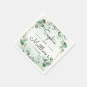 Greenery Eucalyptus Gold Lijst Geometric Wedding Servet (Hoek)