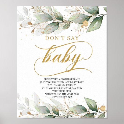 Greenery eucalyptus gold niet voor baby-gebarentaa poster (Voorkant)