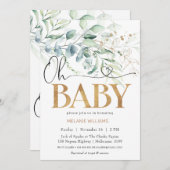 Greenery Eucalyptus Gold Oh Baby Kaart (Voorkant / Achterkant)