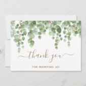 Greenery Eucalyptus Gold Script Wedding Officier Bedankkaart (Voorkant)