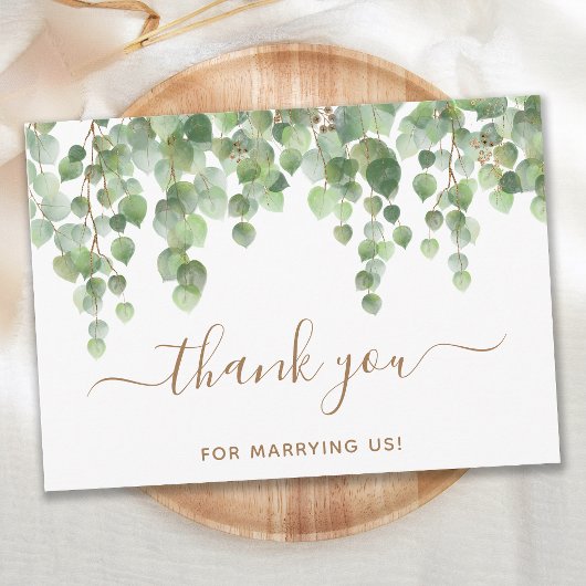 Greenery Eucalyptus Gold Script Wedding Officier Bedankkaart