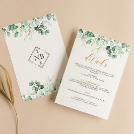 Greenery Eucalyptus Gold Wedding Details Elegant Informatiekaartje