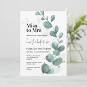 Greenery Eucalyptus Green en White Vrijgezellenfee Kaart (Staand voorkant)