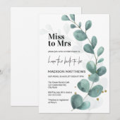 Greenery Eucalyptus Green en White Vrijgezellenfee Kaart (Voorkant / Achterkant)