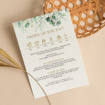 Greenery Eucalyptus Green Gold - tijdlijn Informatiekaartje<br><div class="desc">Greenery Eucalyptus Green en Gold Wedding Details Kaart tijdlijn Enclosure. Monogram achteraan. Overeenkomende objecten zijn beschikbaar.</div>