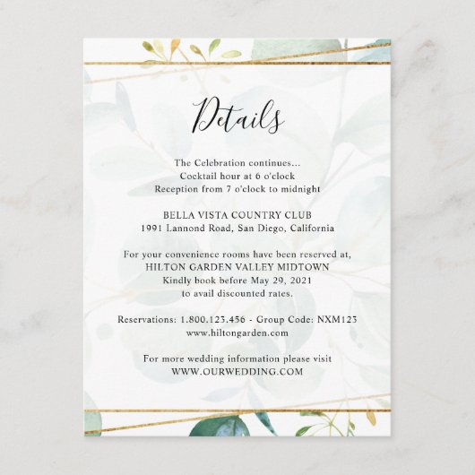 Greenery Eucalyptus Guest - Gegevens Informatiekaartje (Voorkant)