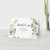 Greenery Eucalyptus Heart Calligraphy Baby shower Bedankkaart (Voorkant)