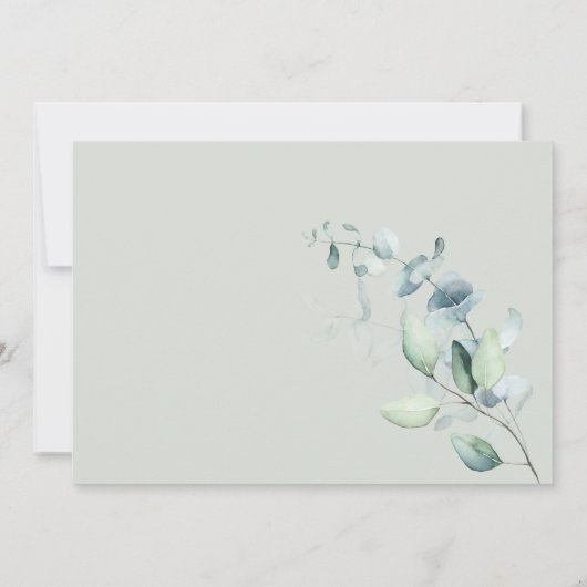 Greenery Eucalyptus Heart Script Baby shower Bedankkaart (Achterkant)