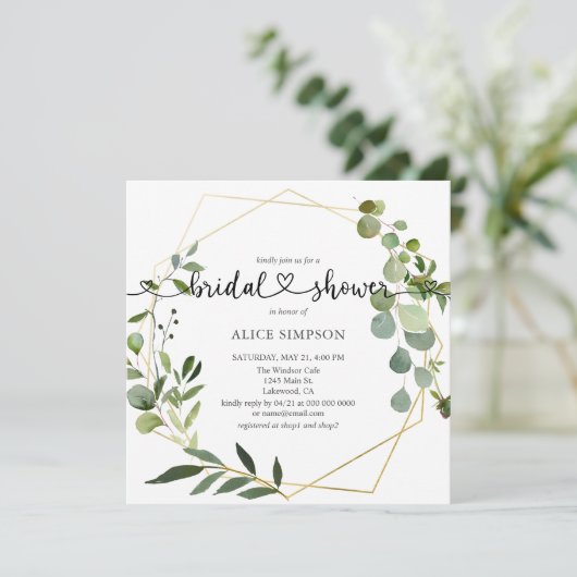 Greenery Eucalyptus Heart Script Vrijgezellenfeest Kaart (Staand voorkant)