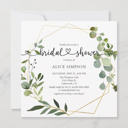 Greenery Eucalyptus Heart Script Vrijgezellenfeest Kaart (Voorkant)