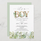 Greenery Eucalyptus Het is een Baby shower van een Kaart (Voorkant / Achterkant)