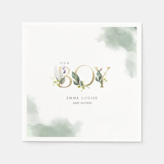 Greenery Eucalyptus Het is een Baby shower van een Servet (Voorkant)