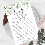 Greenery Eucalyptus Hoe goed ken je de bruid? Flyer<br><div class="desc">Greenery Eucalyptus Hoe goed ken je de Bride Flyer?</div>