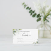 Greenery eucalyptus hoeveel kisses bridal game informatiekaartje (Staand voorkant)