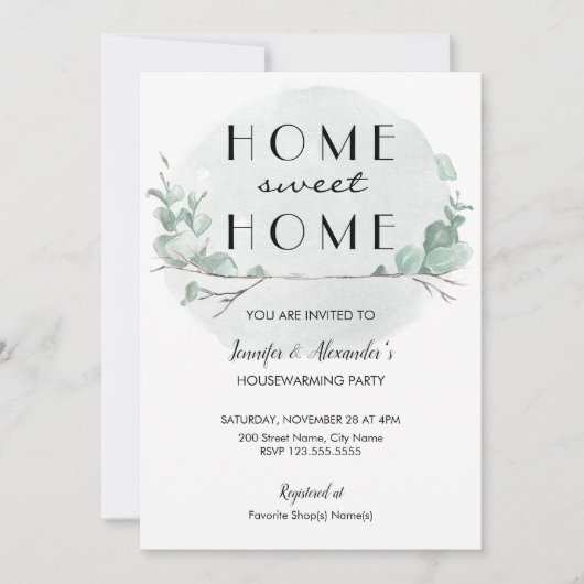 Greenery Eucalyptus Housewarming Party Kaart (Voorkant)