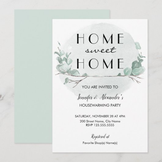 Greenery Eucalyptus Housewarming Party Kaart (Voorkant / Achterkant)