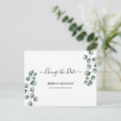 Greenery Eucalyptus laat script wijzigen van datum Briefkaart (Staand voorkant)