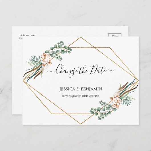 Greenery Eucalyptus laat script wijzigen van datum Briefkaart (Voorkant / Achterkant)