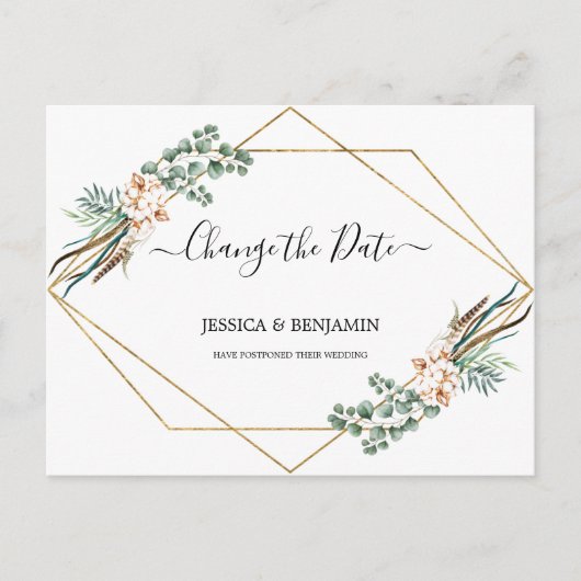 Greenery Eucalyptus laat script wijzigen van datum Briefkaart (Voorkant)