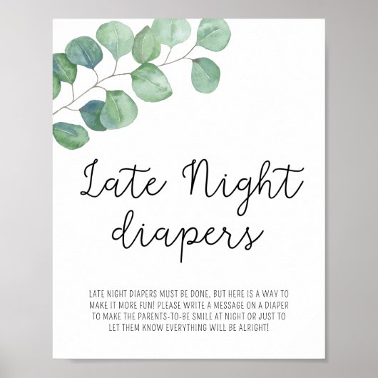 Greenery Eucalyptus - Late Night Diapers Poster (Voorkant)