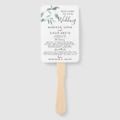 Greenery Eucalyptus Leaf Simple Wedding Program Handwaaier (Voorkant)