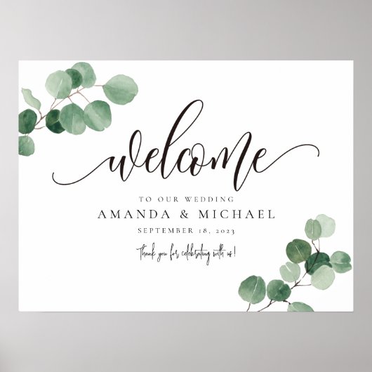 Greenery Eucalyptus Leaf Welcome SIgn Poster (Voorkant)