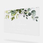 Greenery, Eucalyptus Leaves, Baby shower Welcome Acryl Bord (Hoek)