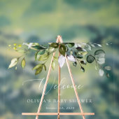 Greenery, Eucalyptus Leaves, Baby shower Welcome Acryl Bord (Neutraal)