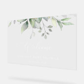 Greenery, Eucalyptus Leaves, Baby shower Welcome Acryl Bord (Hoek)