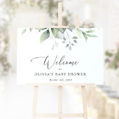 Greenery, Eucalyptus Leaves, Baby shower Welcome Poster