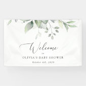Greenery, Eucalyptus Leaves, Baby shower Welcome Spandoek (Horizontaal)