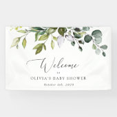 Greenery, Eucalyptus Leaves, Baby shower Welcome Spandoek (Horizontaal)