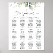 Greenery, Eucalyptus Leaves, Baptism Seating Chart Poster (Voorkant)