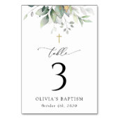 Greenery, Eucalyptus Leaves, Baptism Table Numbers Kaart (Voorkant)